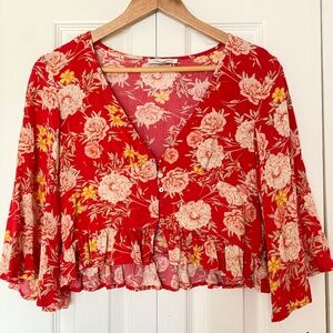 Flowy Floral American Eagle Top